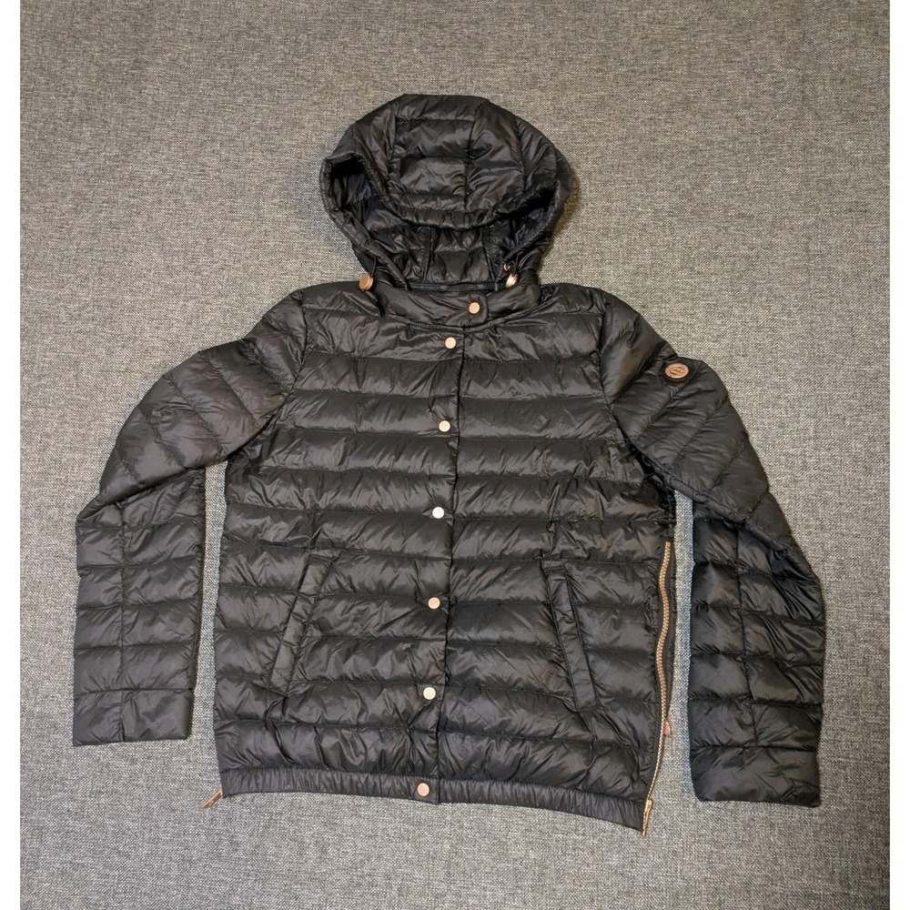 Bernardo Primaloft Quilted Puffer Jacket Womens Black XS Hooded Zip Down Coat - Picture 1 of 10